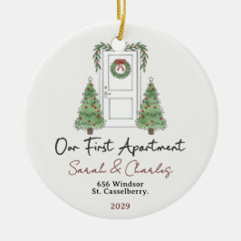 Our First Apartment Custom Names & Year Keramik Ornament