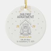 Our First Apartment Custom Year & Names Keramik Ornament (Vorne)