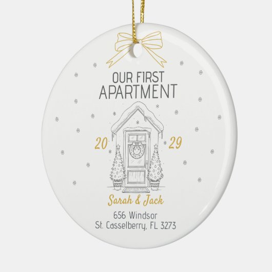 Our First Apartment Custom Year & Names Keramik Ornament (Links)