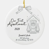 Our First Apartment Custom Year & Names Keramik Ornament (Hinten)