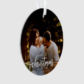 Our First Christmas As A Family Of 3 Elegant Photo Ornament (Vorderseite)