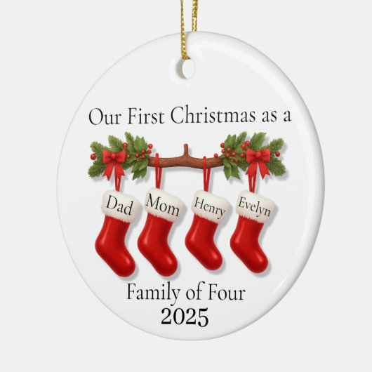 Our First Christmas as a Family of Four 2025 Keramik Ornament (Links)