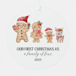 Our First Christmas as a Family of Four  Ornament Aus Metall
