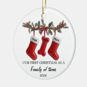 Our First Christmas as a Family of Three with Dog Keramik Ornament (Links)