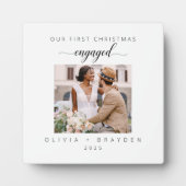 Our First Christmas As Engaged Photo Minimalist Fotoplatte (Vorderseite)