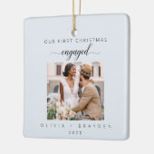 Our First Christmas As Engaged Winter Photo Keramikornament (Links)