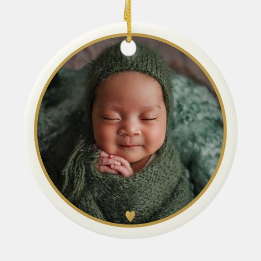 Our First Christmas As Grandma Grandpa Baby Photo Keramik Ornament (Hinten)