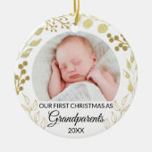 Our First Christmas As Grandparents Gold Photo Keramik Ornament (Vorne)