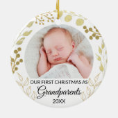 Our First Christmas As Grandparents Gold Photo Keramik Ornament (Hinten)