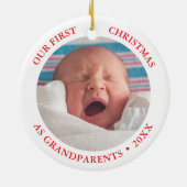 Our First Christmas as Grandparents Modern Photo Keramik Ornament (Hinten)