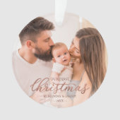 Our First Christmas as Mom and Dad Rose Gold Foil Ornament (Vorderseite)