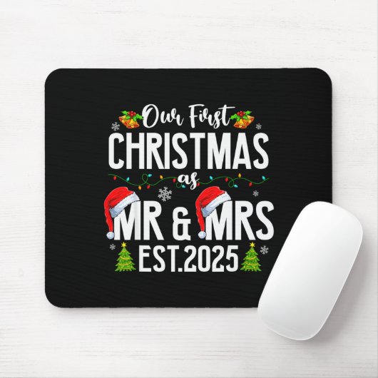 Our First Christmas As Mr & Mrs 2025 Married C Mousepad (Mit Mouse)