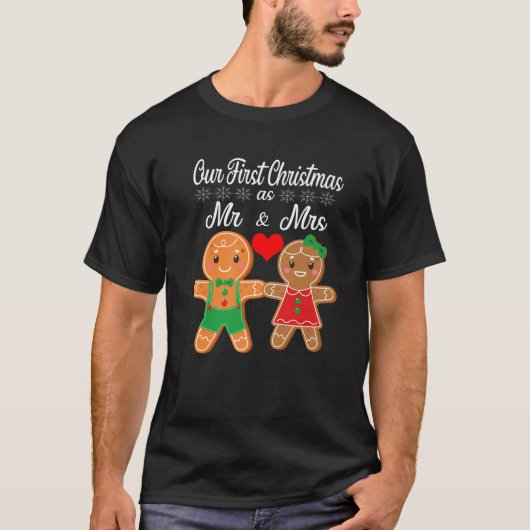 Our First Christmas As Mr And Mrs 2021 Gingerbread T-Shirt (Vorderseite)