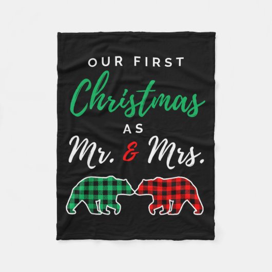 Our First Christmas As Mr. And Mrs. Buffalo Plaid Fleecedecke (Vorderseite)