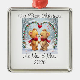 Our First Christmas as Mr. & Mrs. – 2025 Ornament Aus Metall