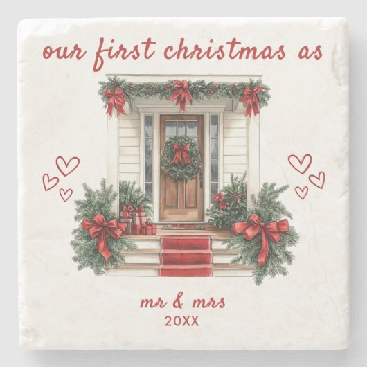 Our First Christmas as Mr & Mrs House Steinuntersetzer (Vorderseite)