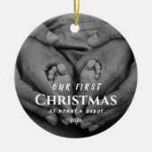 Our First Christmas as Parents Black White Keramik Ornament (Vorne)