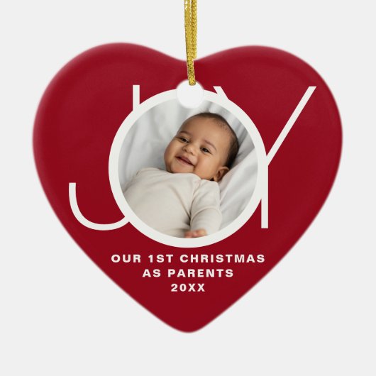 Our First Christmas As Parents Photo Red Keramik Ornament (Vorne)