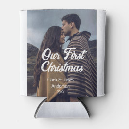 Our first Christmas couple photo name white gray Dosenkühler