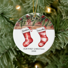 Our first Christmas cute stocking couple Keramik Ornament
