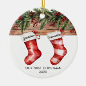 Our first Christmas cute stocking couple Keramik Ornament (Vorne)