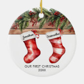 Our first Christmas cute stocking couple Keramik Ornament (Hinten)