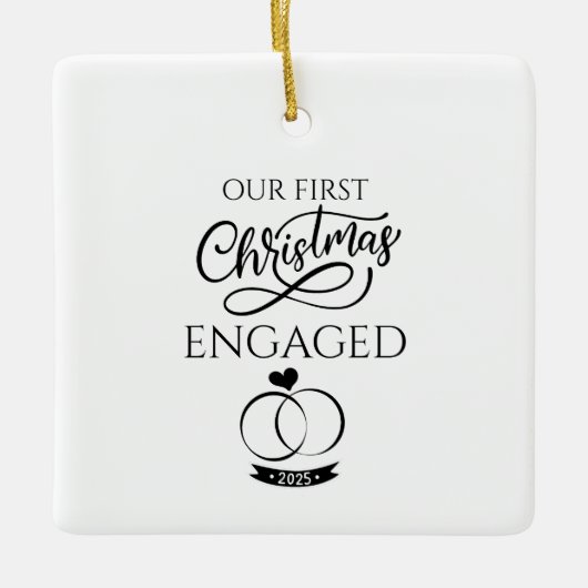 Our First Christmas Engaged 2025 Engagement Keramikornament (Vorderseite)