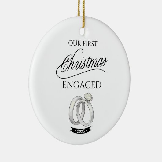Our First Christmas Engaged 2025 Keramik Ornament (Rechts)