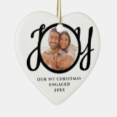 Our First Christmas Engaged 2 Photo Heart-Shaped Keramik Ornament (Rechts)