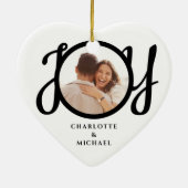 Our First Christmas Engaged 2 Photo Heart-Shaped Keramik Ornament (Hinten)