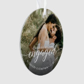 OUR First Christmas Engaged overlay Custom Photo Ornament (Vorderseite)
