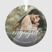 OUR First Christmas Engaged overlay Custom Photo Ornament (Rückseite)