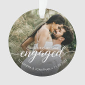 OUR First Christmas Engaged overlay Custom Photo Ornament (Vorderseite)