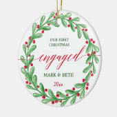 Our First Christmas Engaged Personalized Keramik Ornament (Links)