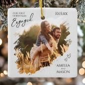 Our First Christmas Engaged Photo Christmas Keramikornament