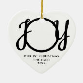 Our First Christmas Engaged Photo Heart-Shaped Keramik Ornament (Vorne)