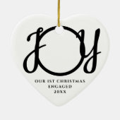 Our First Christmas Engaged Photo Heart-Shaped Keramik Ornament (Hinten)