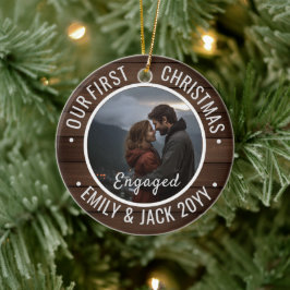Our First Christmas Engaged Photo Keepsake Keramik Ornament