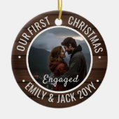 Our First Christmas Engaged Photo Keepsake Keramik Ornament (Vorne)