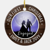 Our First Christmas Engaged Photo Keepsake Keramik Ornament (Hinten)
