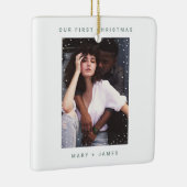 Our first Christmas Foto sage green modern marble Keramikornament (Rechts)