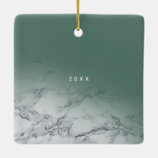 Our first Christmas Foto sage green modern marble Keramikornament (Rückseite)