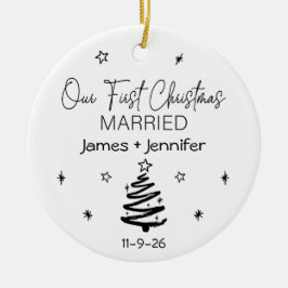 Our First Christmas Married Custom Names & Foto Keramik Ornament