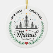 Our First Christmas Married Customizable Photo Keramik Ornament (Vorne)