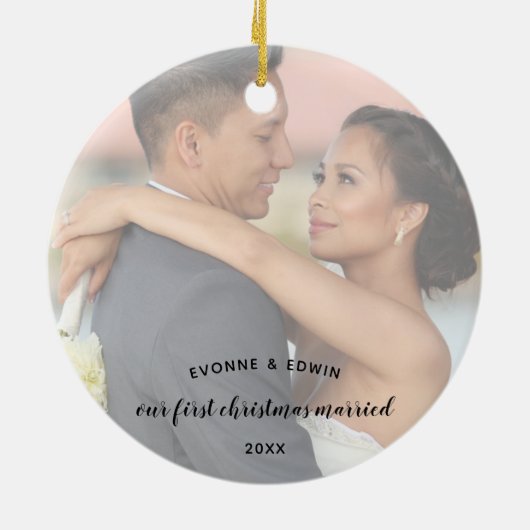Our First Christmas Married Double Sided Keramik Ornament (Hinten)