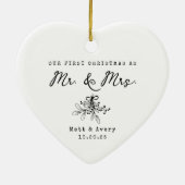 Our First Christmas Married Mr & Mrs Custom Name Keramik Ornament (Hinten)