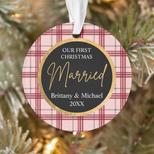 Our First Christmas Married plaid Ornament (Baum)