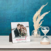 Our First Christmas Married Red Script Foto Fotoplatte (InSitu)