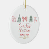Our First Christmas Minimalist Bow & Tree Keramik Ornament (Rechts)