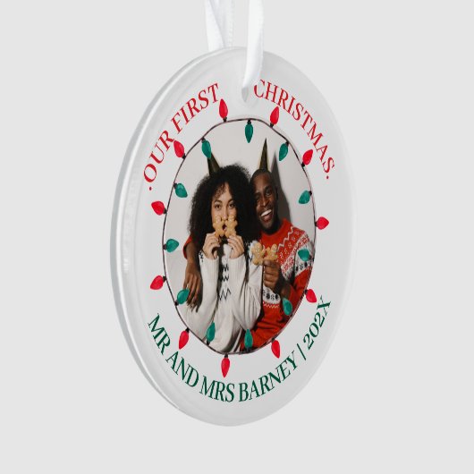 Our first Christmas Mr. and Mrs. newlywed elegant Ornament (Vorderseite)